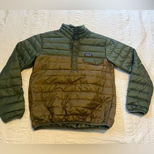 Patagonia Down Puffy Pullover Men’s Small Green & Brown